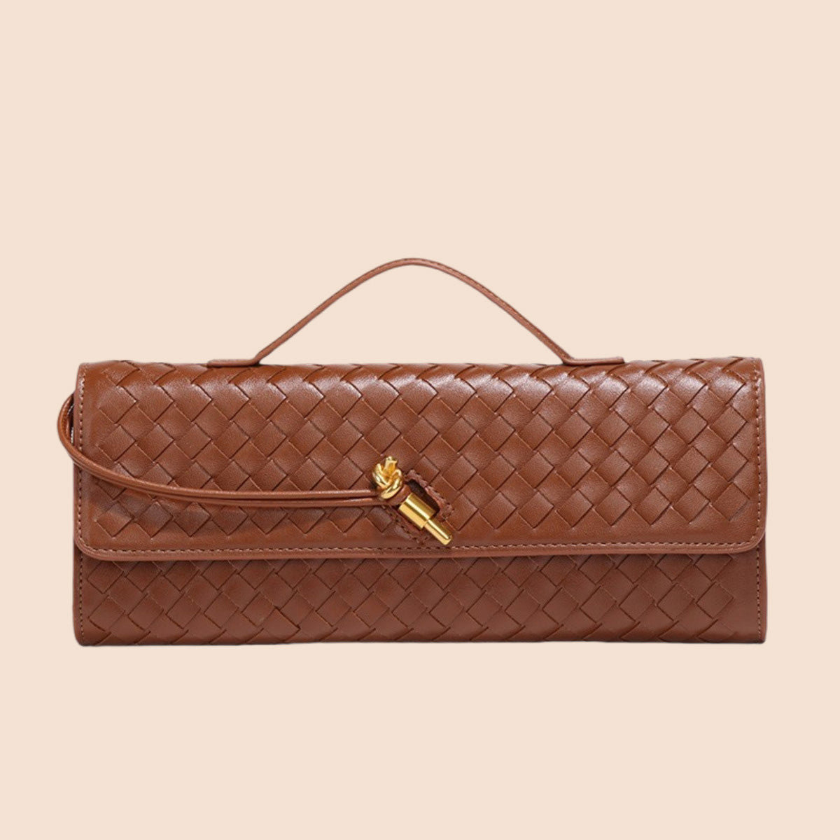 Tori Black Faux Leather Woven Clutch