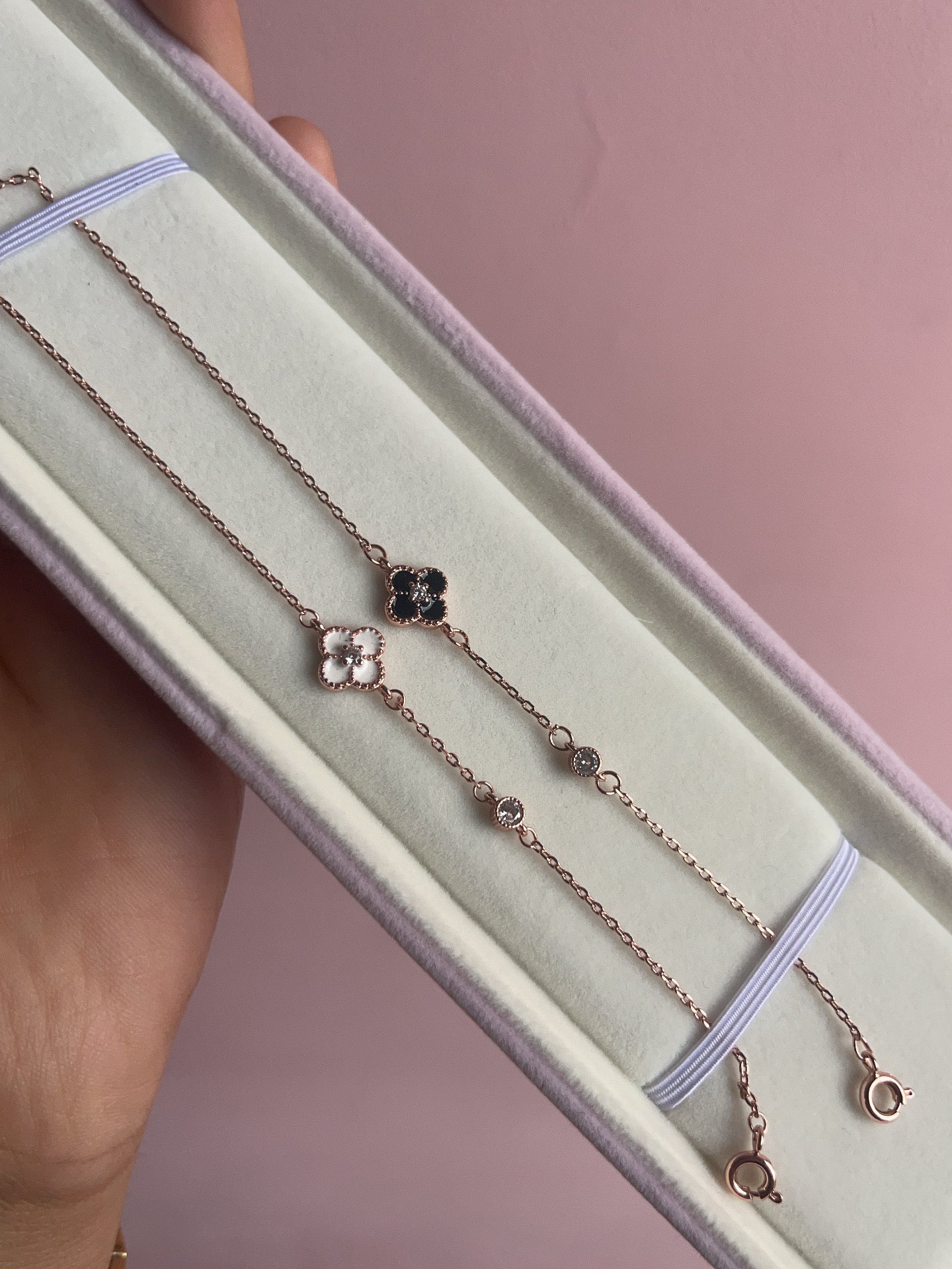 Dainty rose gold clover bracelet S925
