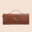Tori Black Faux Leather Woven Clutch