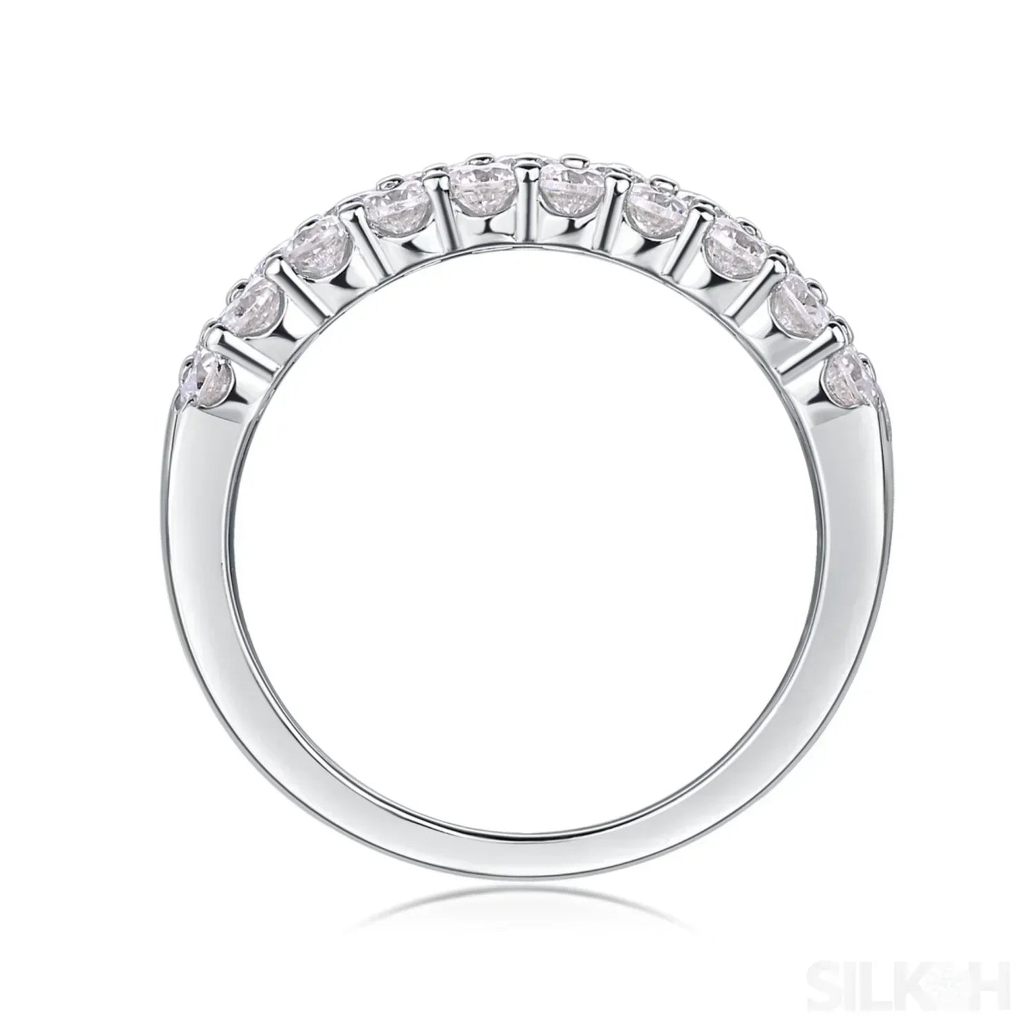 1.8 Carat Moissanite Sterling Silver Pave Triple Row Ring Amaya