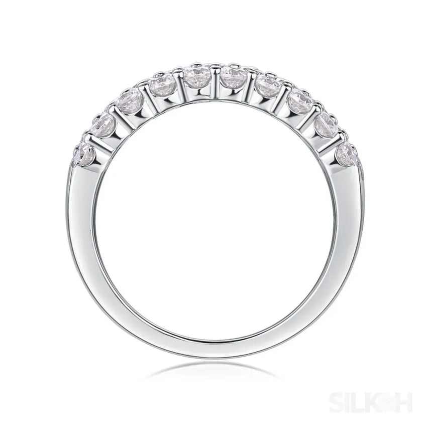 1.8 Carat Moissanite Sterling Silver Pave Triple Row Ring Amaya