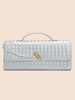 Tori Black Faux Leather Woven Clutch