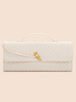 Tori Black Faux Leather Woven Clutch