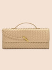 Tori Black Faux Leather Woven Clutch