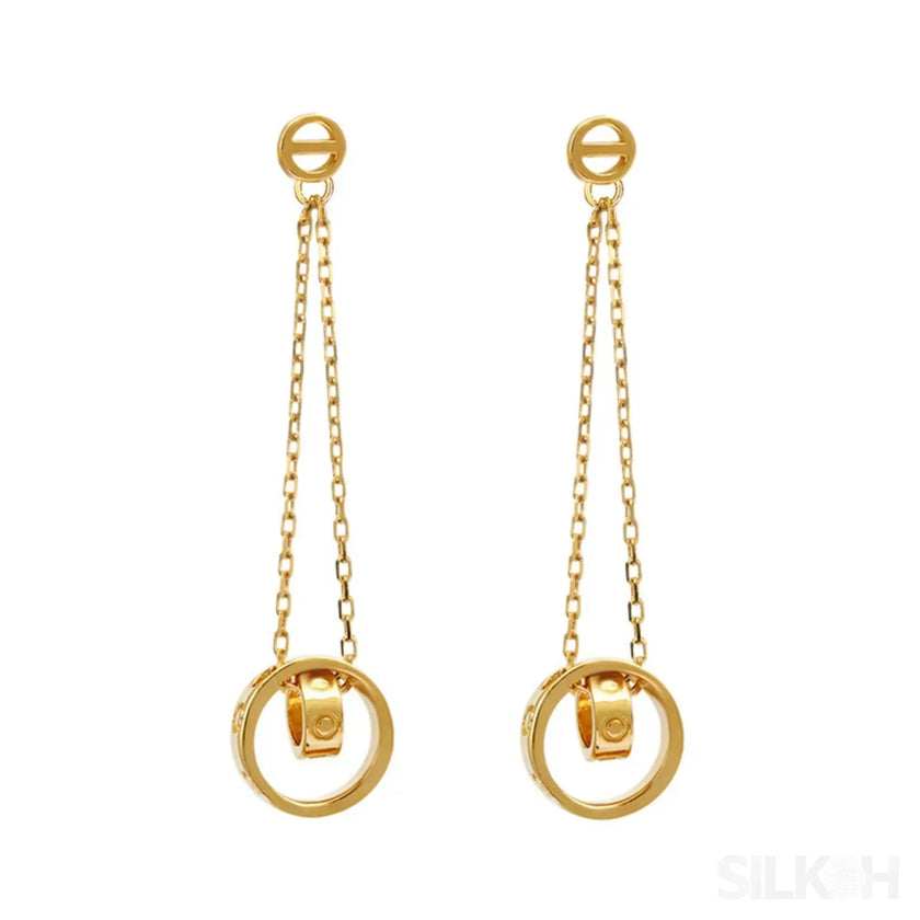 14K Gold Plated Sterling Silver Long Circle Stud Earrings Aaliyah