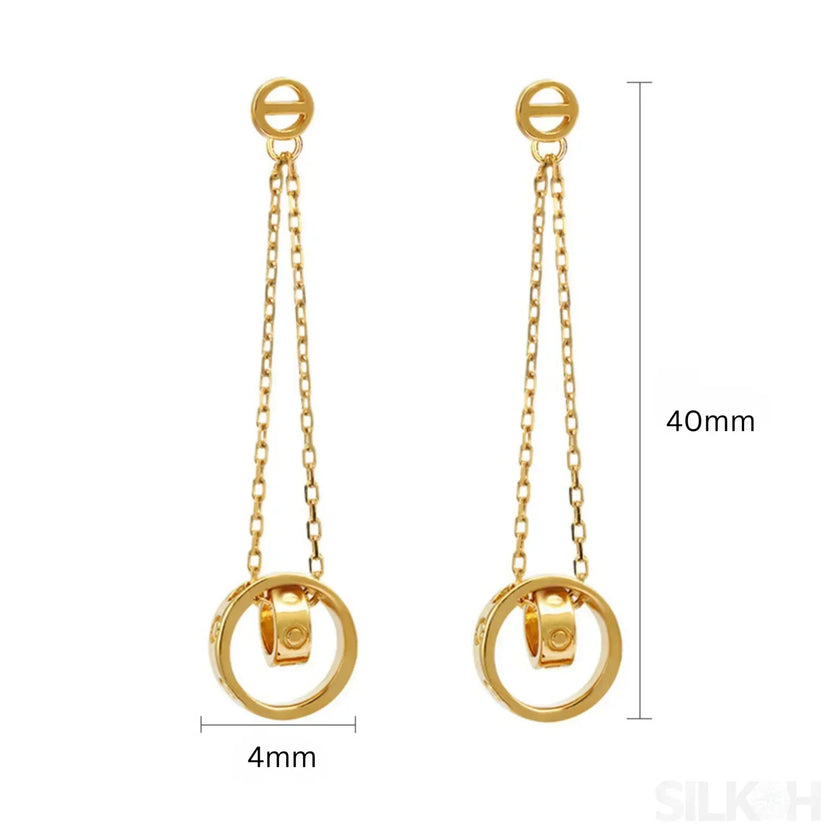 14K Gold Plated Sterling Silver Long Circle Stud Earrings Aaliyah