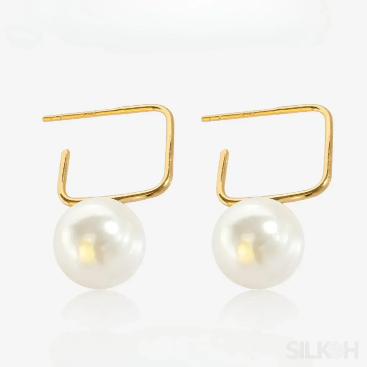 14K Gold Plated Sterling Silver Pearl Drop Earrings Alice