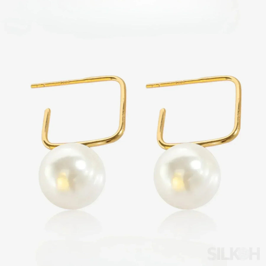 14K Gold Plated Sterling Silver Pearl Drop Earrings Alice