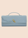 Tori Black Faux Leather Woven Clutch