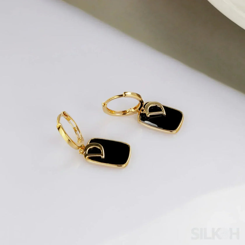 18K Gold Plated Letter Sterling Silver Hoop Earrings Noa