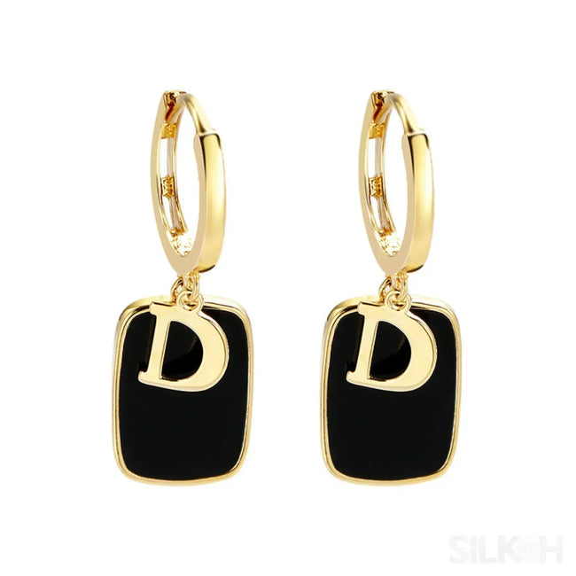 18K Gold Plated Letter Sterling Silver Hoop Earrings Noa