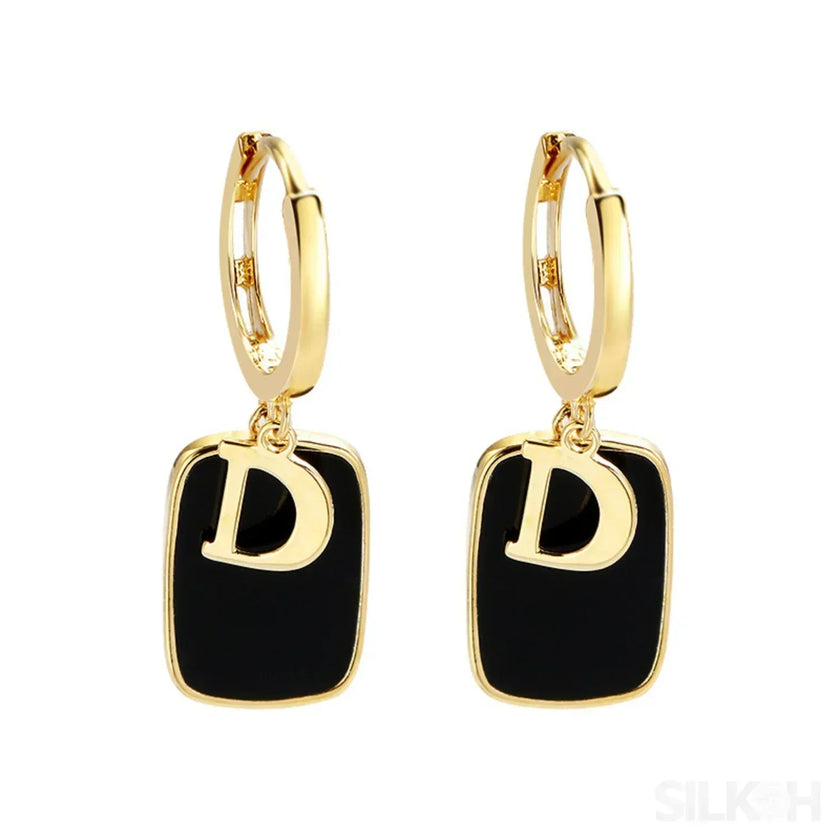 18K Gold Plated Letter Sterling Silver Hoop Earrings Noa