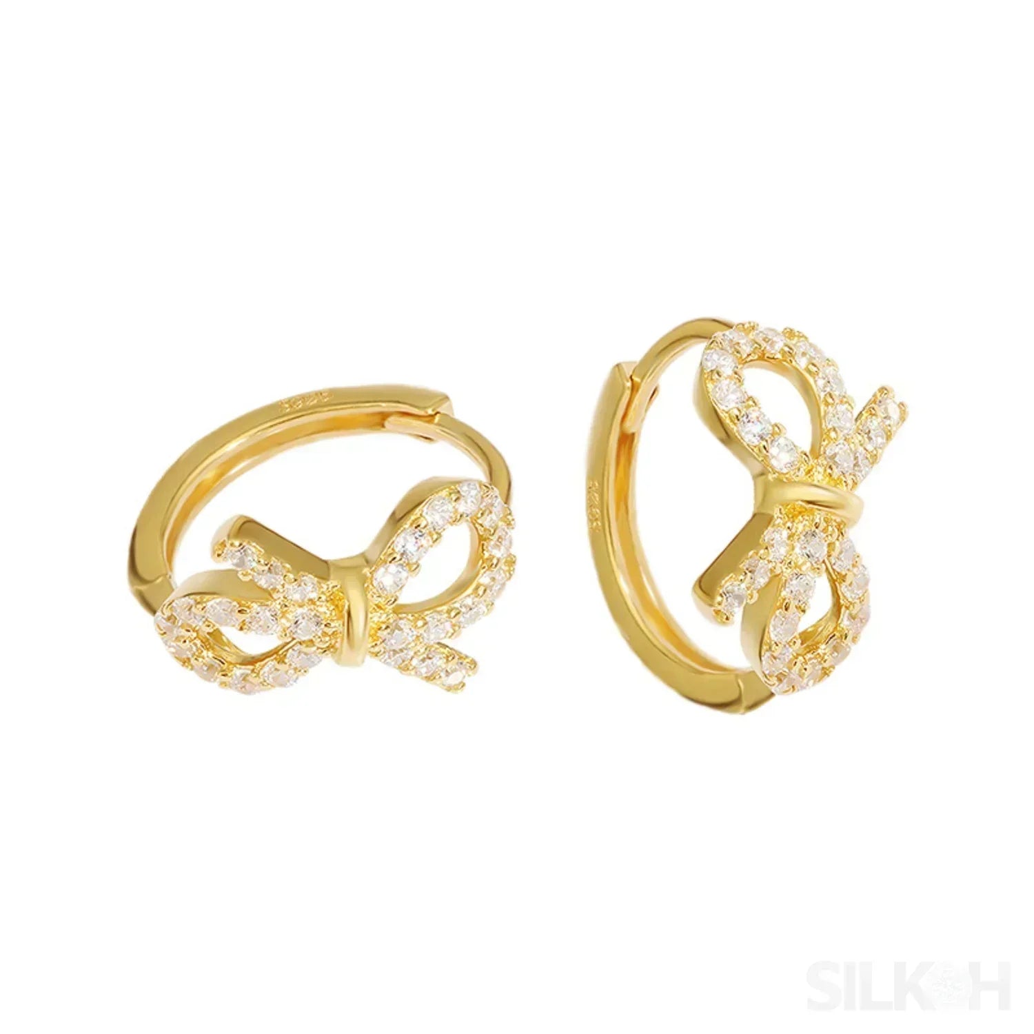 18K Gold Plated Sterling Silver Bowknot Hoop Earrings Joy