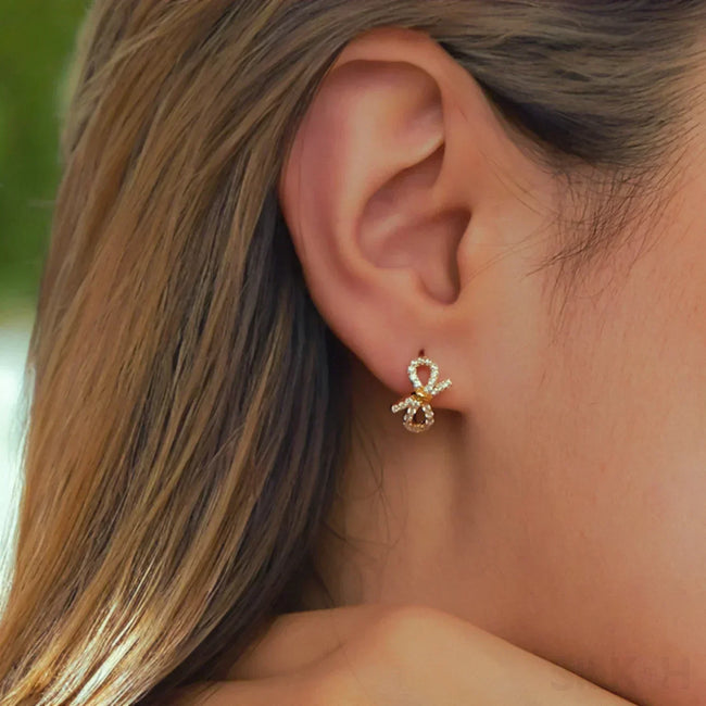 18K Gold Plated Sterling Silver Bowknot Hoop Earrings Joy