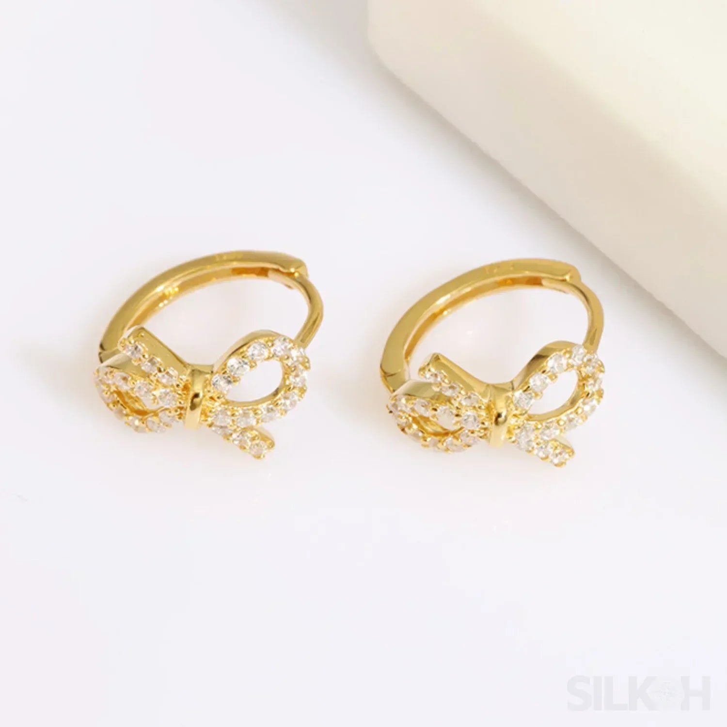 18K Gold Plated Sterling Silver Bowknot Hoop Earrings Joy