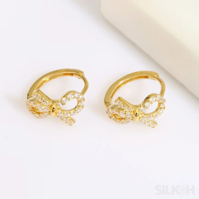 18K Gold Plated Sterling Silver Bowknot Hoop Earrings Joy
