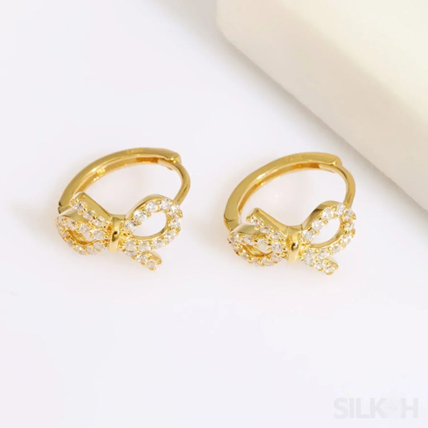 18K Gold Plated Sterling Silver Bowknot Hoop Earrings Joy