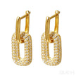 18K Gold Plated Sterling Silver Dangling Hoop Earrings Jet
