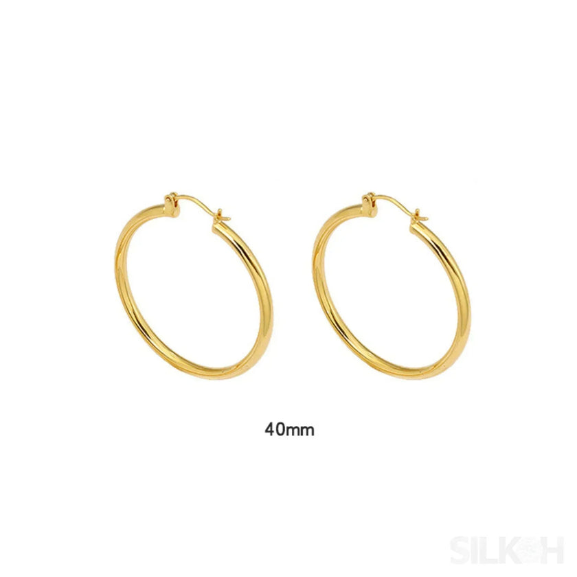 18K Gold Plated Sterling Silver Hoop Earrings Jen