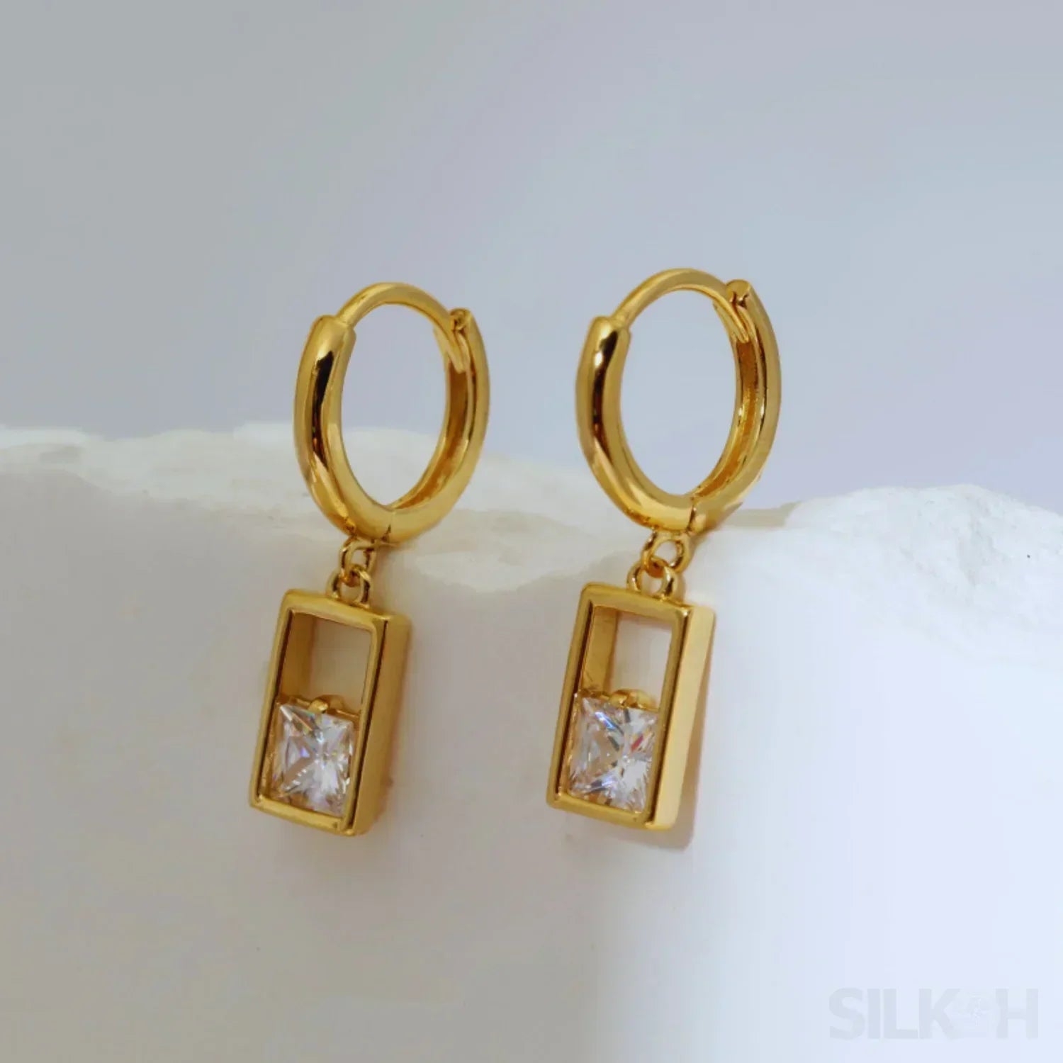 18K Gold Plated Sterling Silver Hoop Earrings Zoe