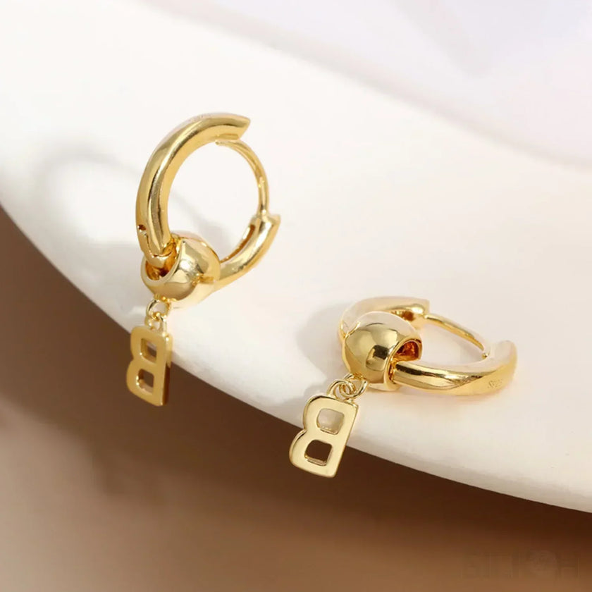 18K Gold Plated Sterling Silver Hoop Initial Earrings Uma