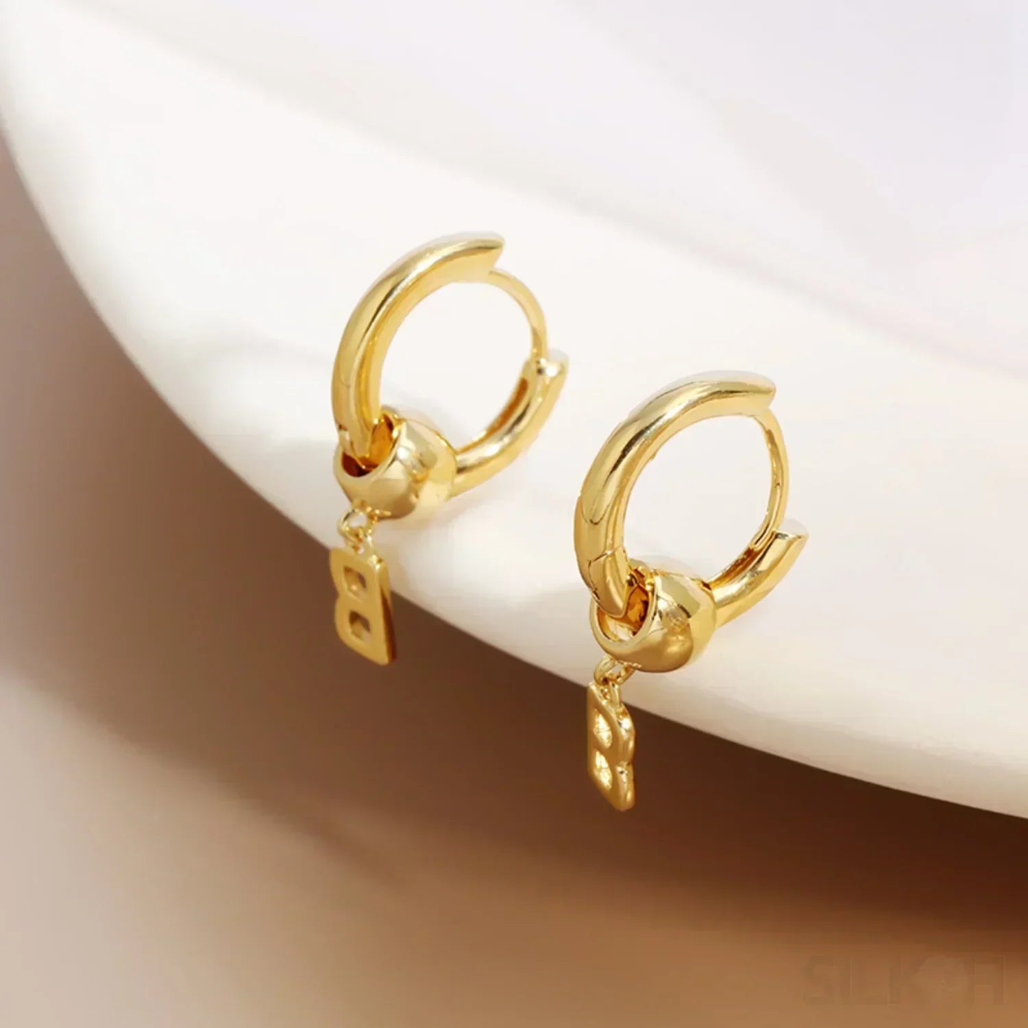 18K Gold Plated Sterling Silver Hoop Initial Earrings Uma