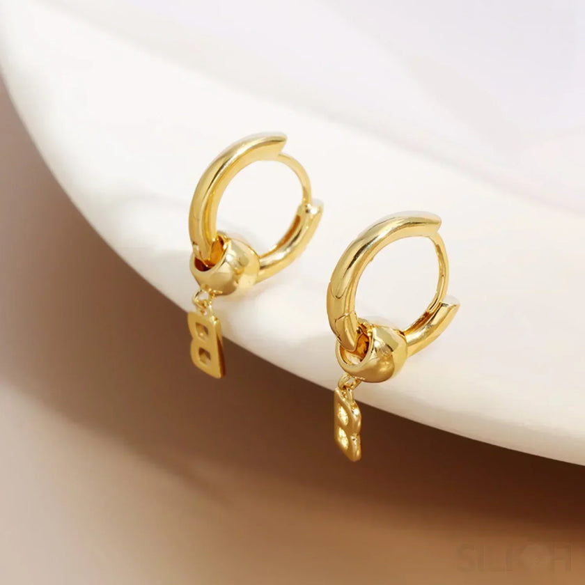 18K Gold Plated Sterling Silver Hoop Initial Earrings Uma