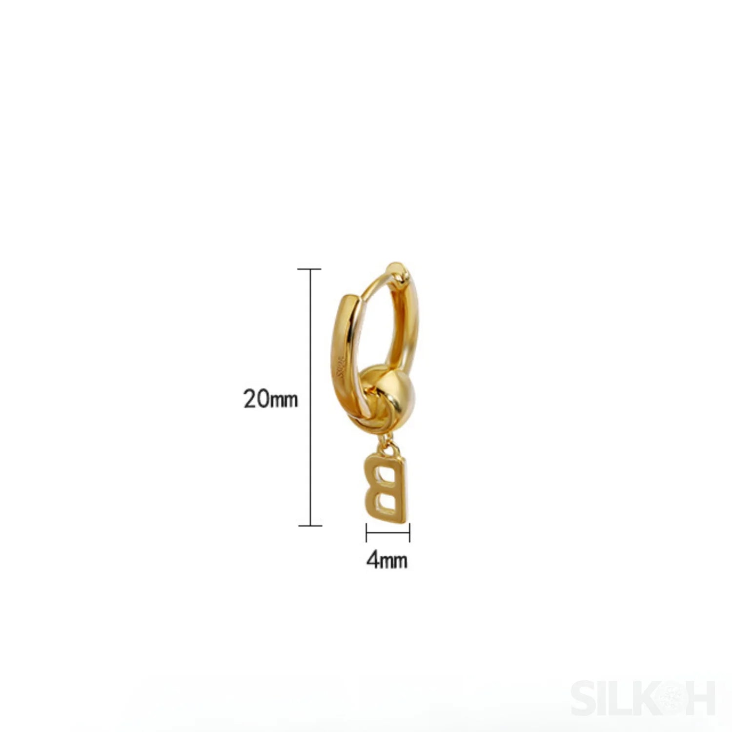 18K Gold Plated Sterling Silver Hoop Initial Earrings Uma