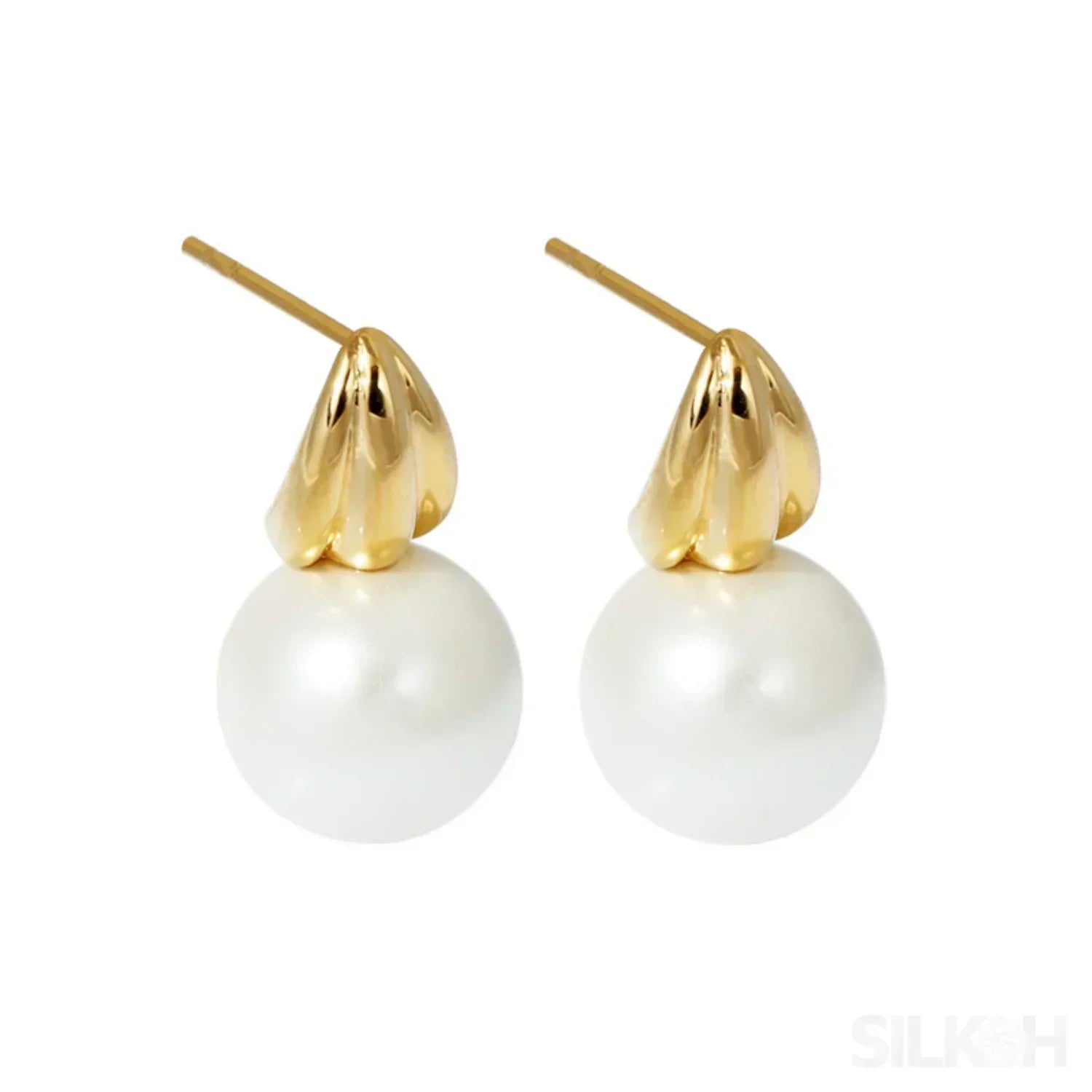 18K Gold Plated Sterling Silver Minimalist Pearl Stud Earrings Nan