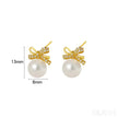 18K Gold Plated Sterling Silver Pearl Bow Earrings Pat
