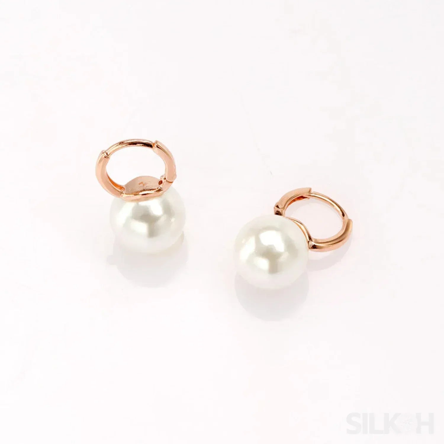 18K Gold Plated Sterling Silver Pearl Hoop Earrings Dot