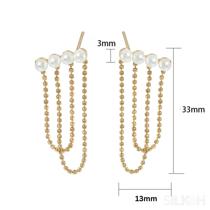 18K Gold Plated Sterling Silver Pearl Tassel Earrings Kay