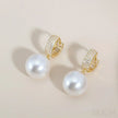 18K Gold Plated Sterling Silver Round Pearl Hoop Earrings Kai