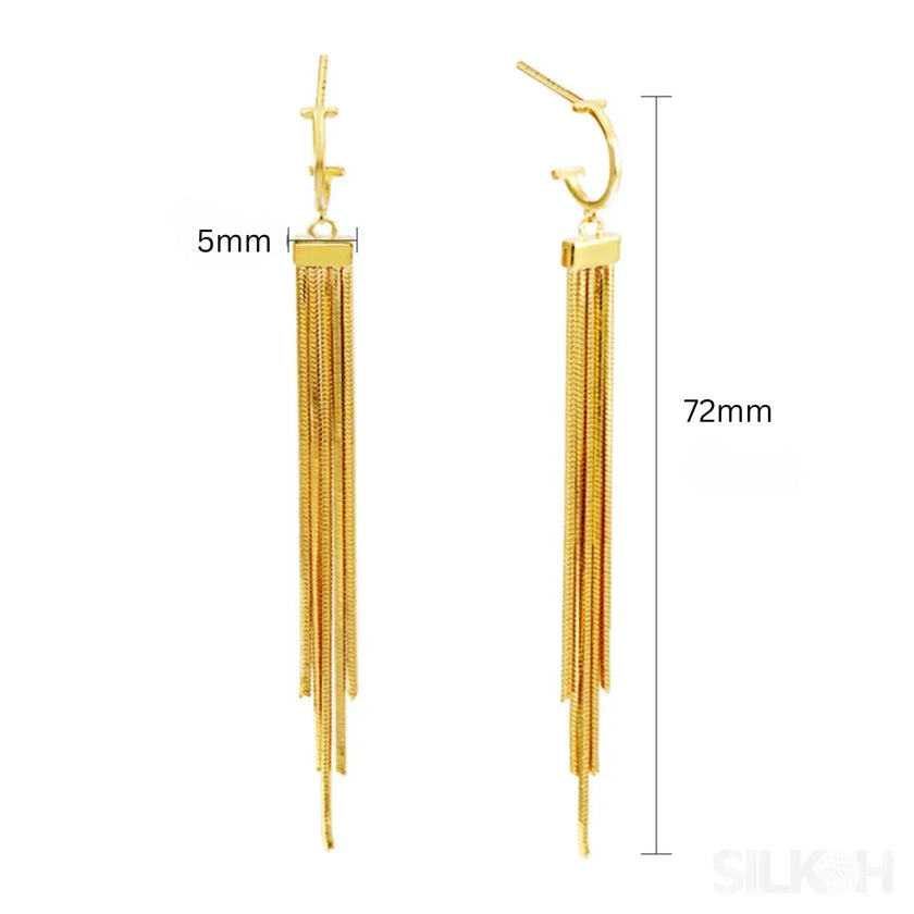 18K Gold Plated Sterling Silver Tassel Stud Earrings Luna