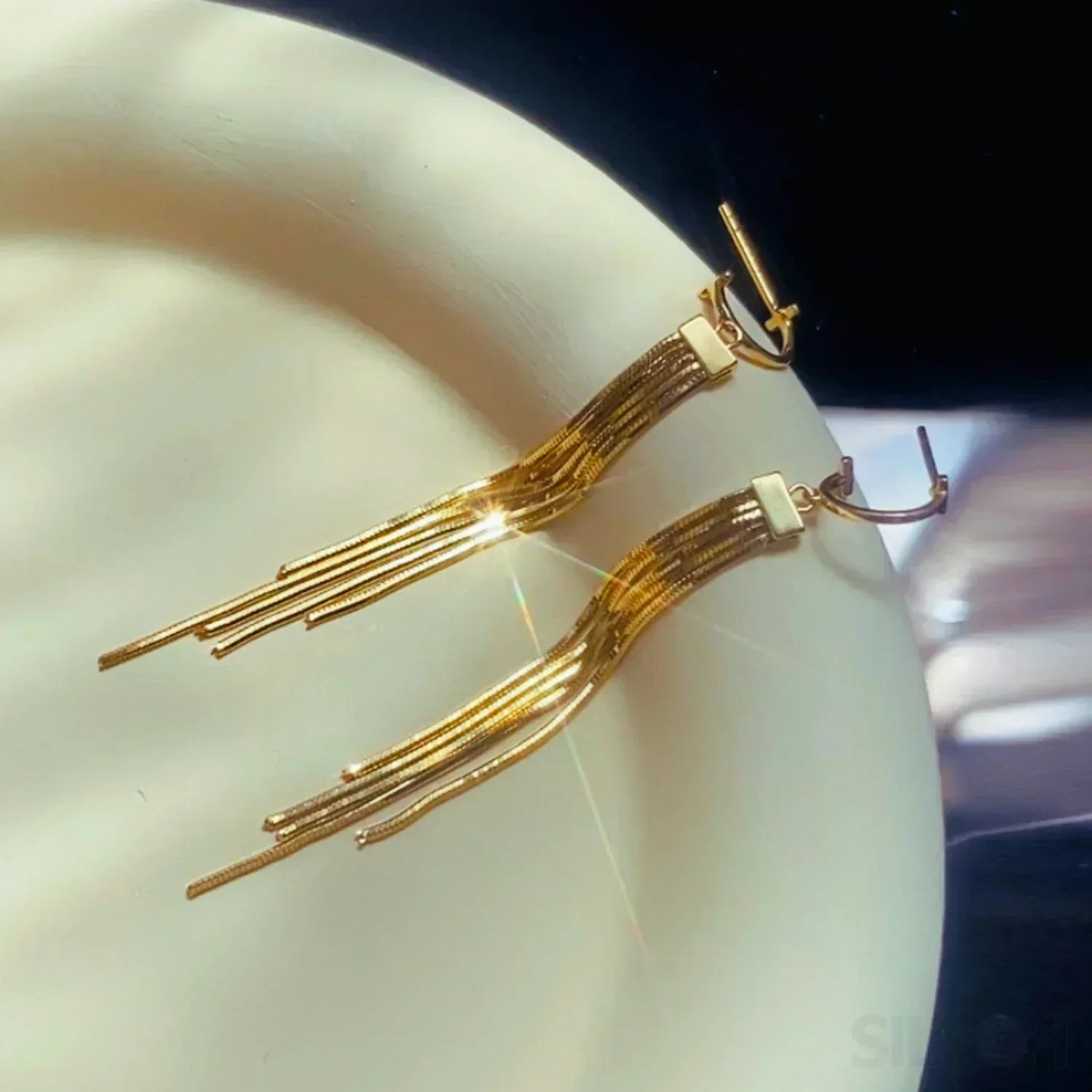 18K Gold Plated Sterling Silver Tassel Stud Earrings Luna