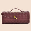 Tori Black Faux Leather Woven Clutch