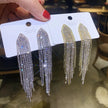 Crystal Tassel Clip-On Earrings