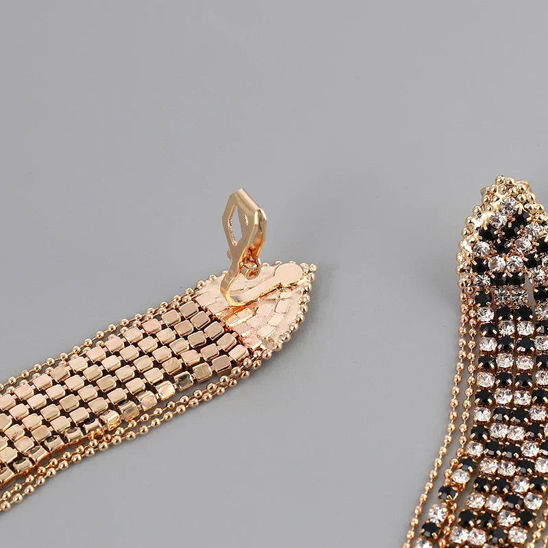 Crystal Tassel Clip-On Earrings