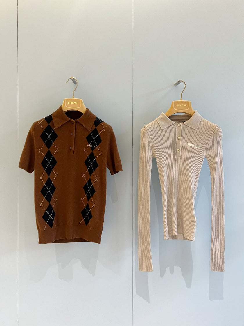 Argyle Knit Polo Shirt