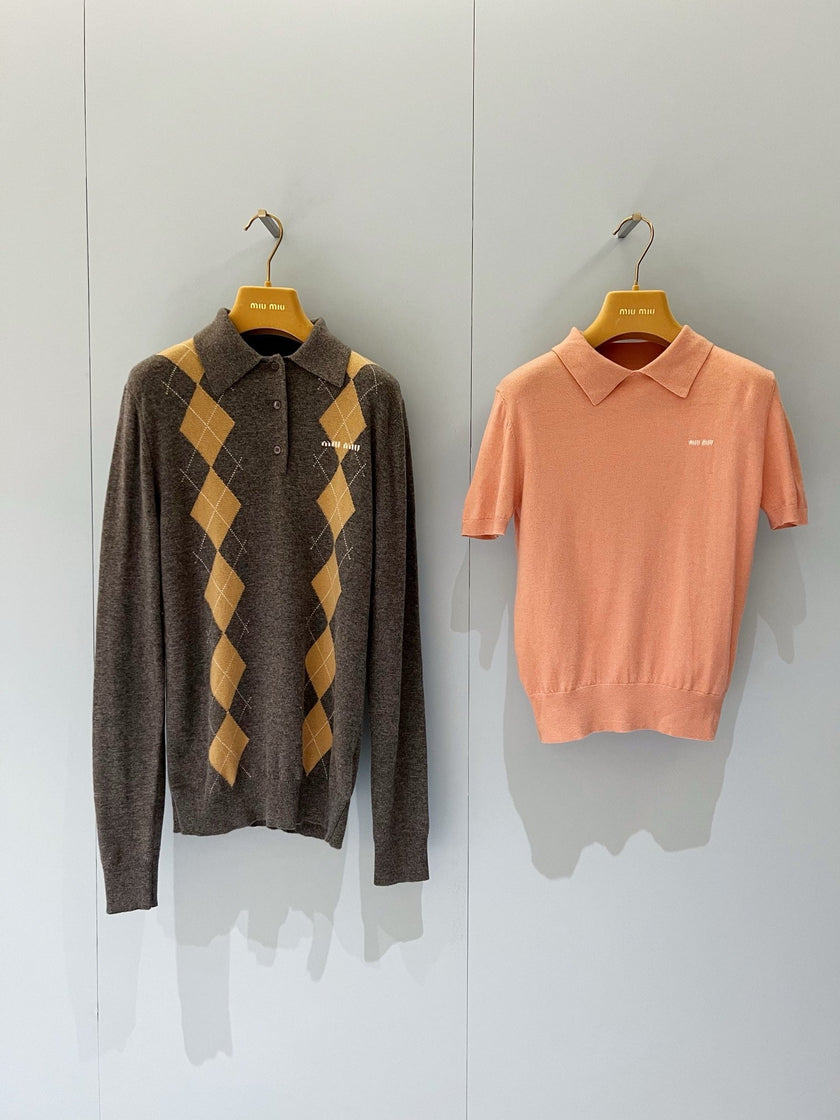 Argyle Knit Polo Sweater