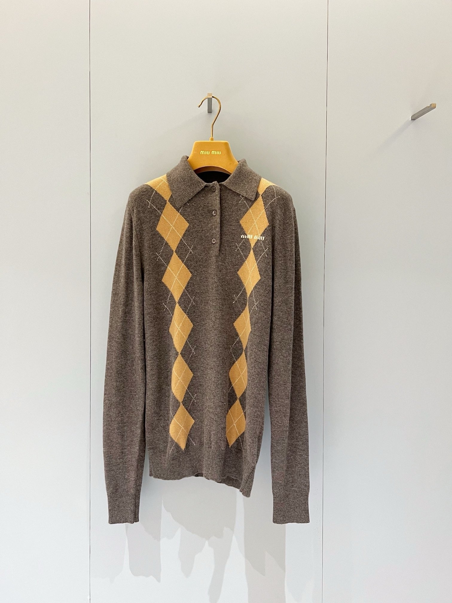 Argyle Knit Polo Sweater
