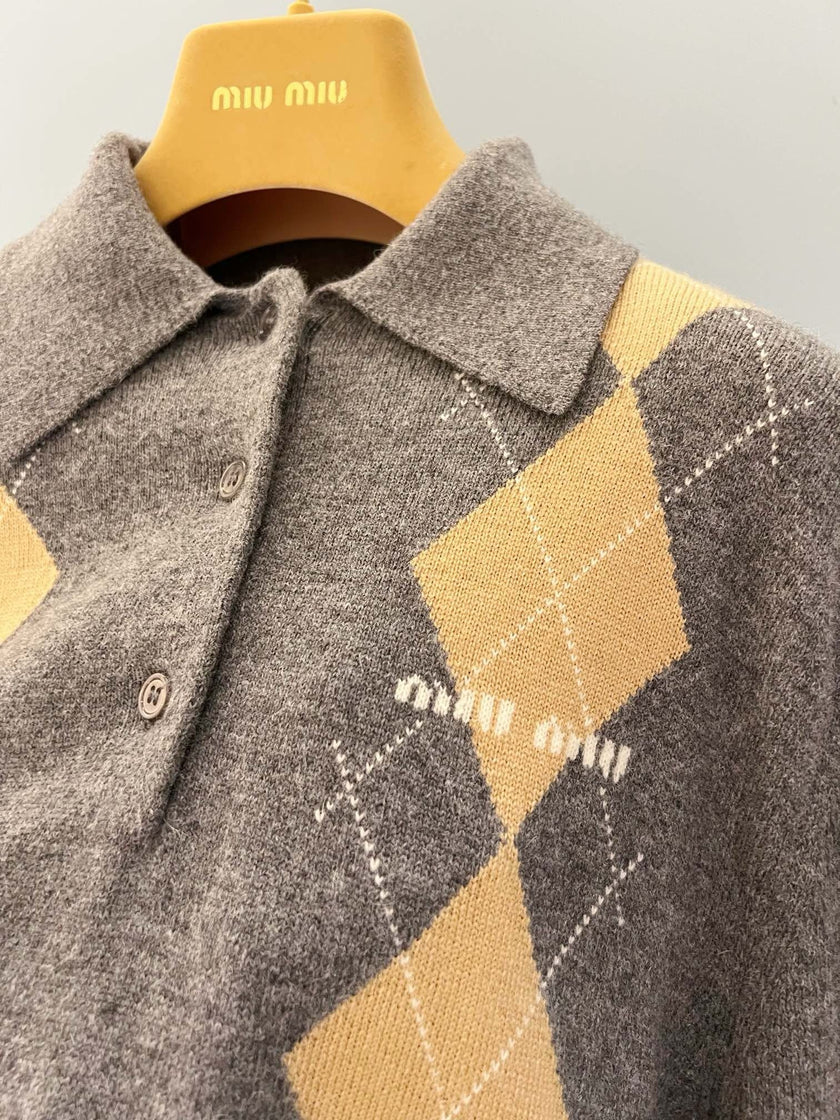 Argyle Knit Polo Sweater