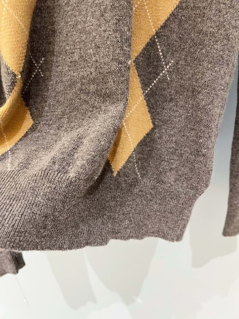 Argyle Knit Polo Sweater