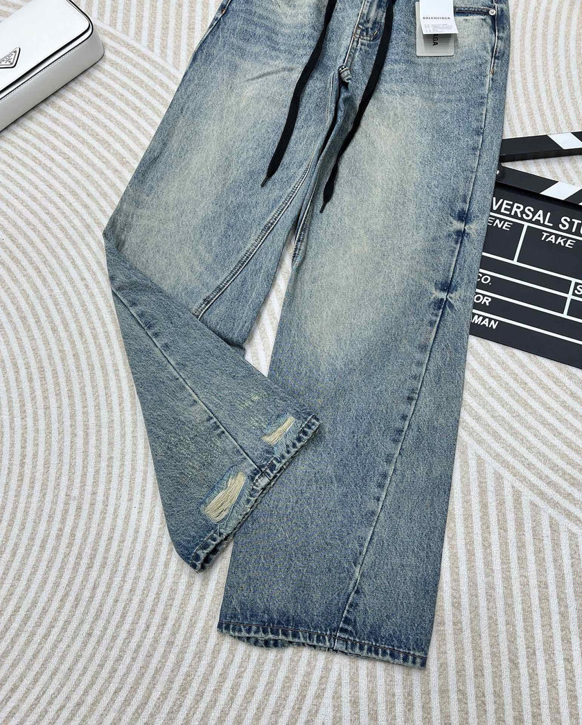 Vintage Wash Wide-Leg Jeans