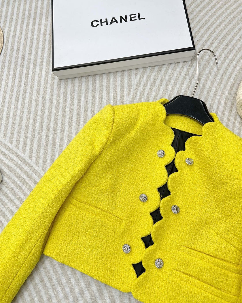 Radiance Scallop-Edge Tweed Blazer