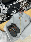 Logo Zip Sweatshirt & Braided Sandals Set