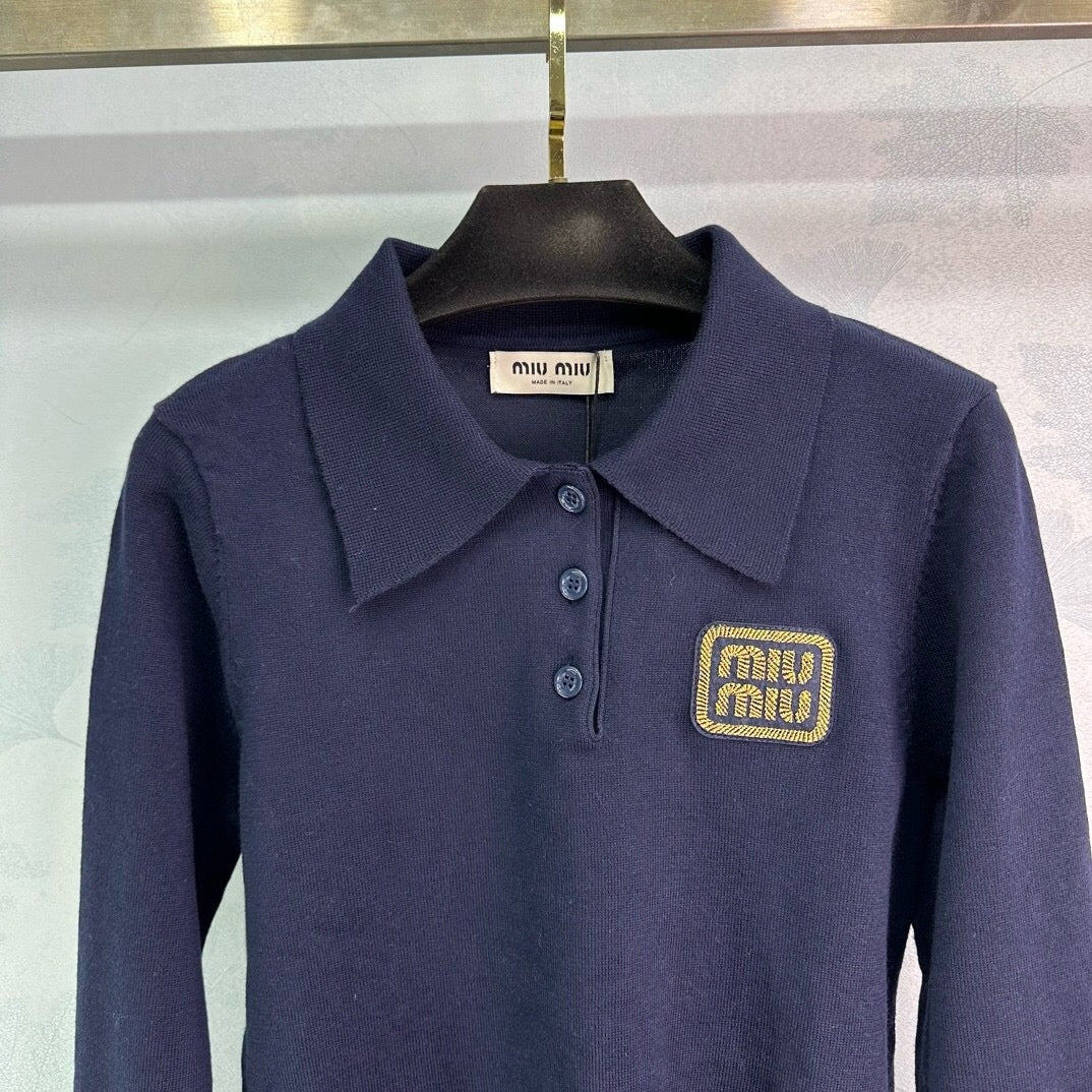 Logo Patch Knit Polo