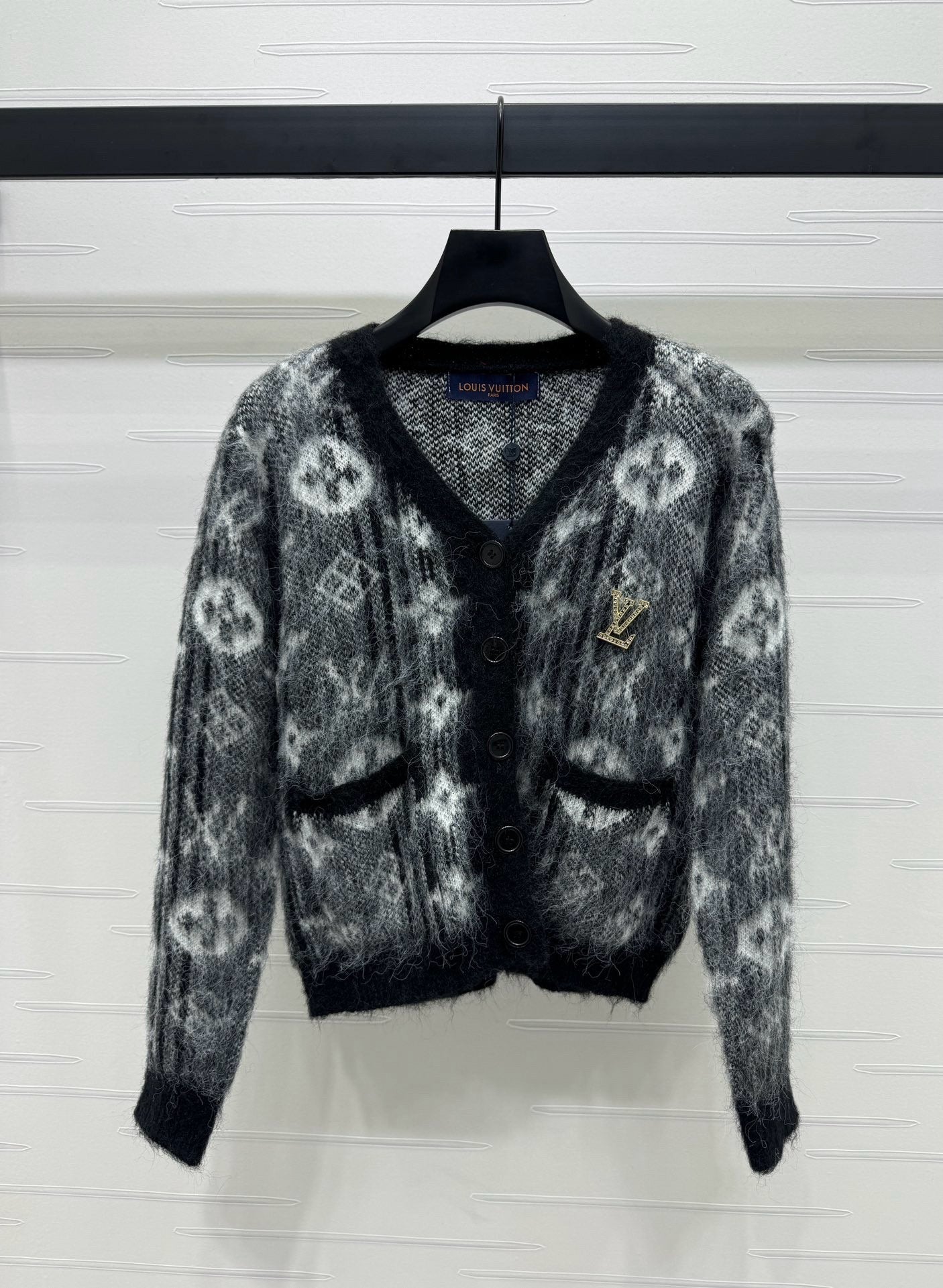 Monogram Fuzzy Knit Cardigan