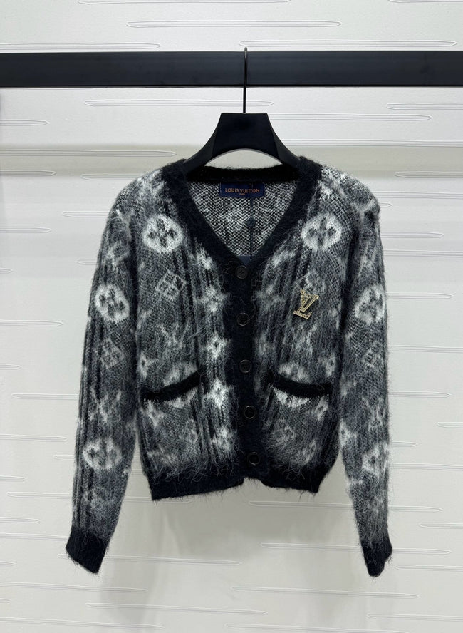 Monogram Fuzzy Knit Cardigan