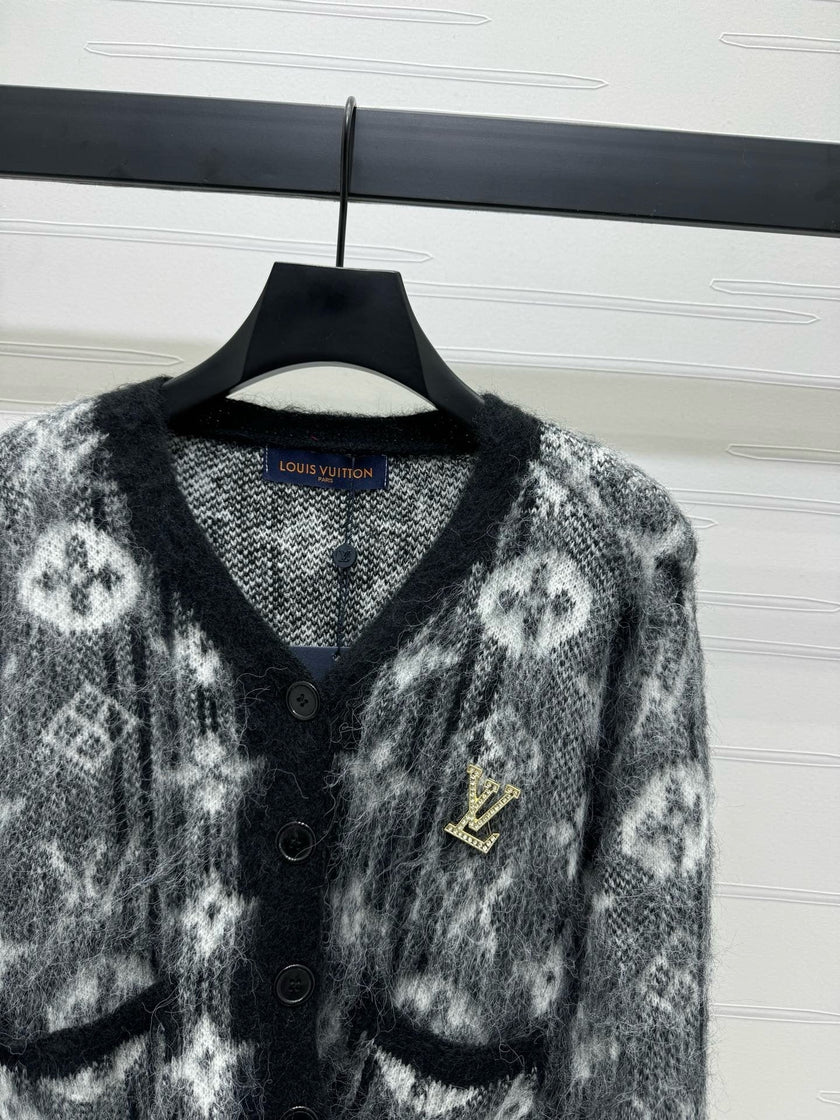 Monogram Fuzzy Knit Cardigan